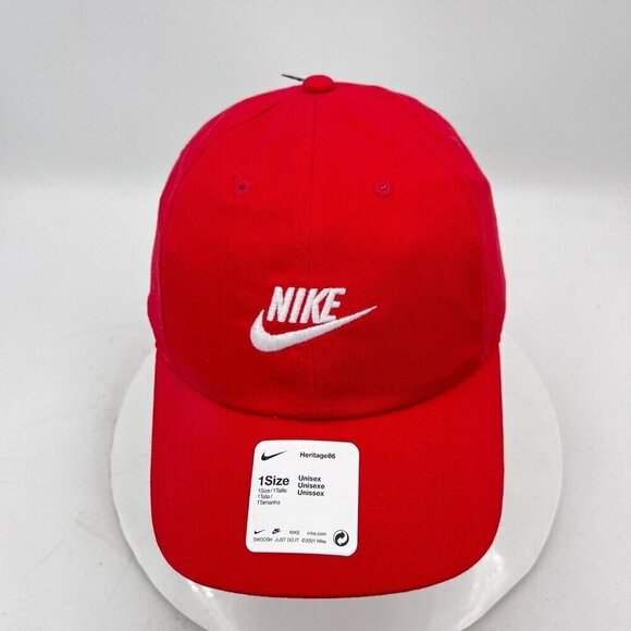 Nike Tennis 1 Size Red White Cotton Embroidered Baseball Cap Hat - Picture 2 of 11
